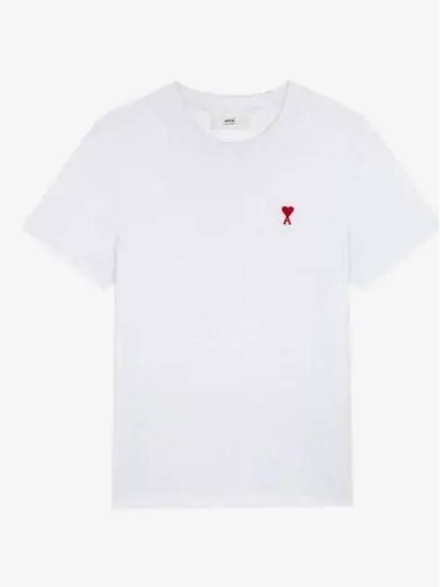 Small Heart Logo Short Sleeve T-Shirt White - AMI - BALAAN 3