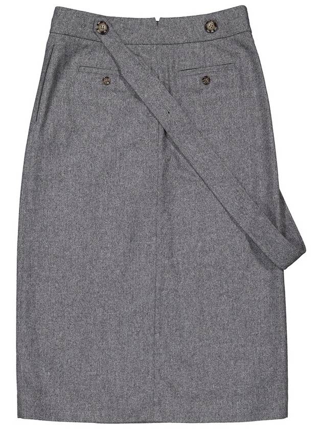 Burberry Sariah Mid Grey Melange Detachable Belt Wool Cashmere Wrap Skirt, Brand Size 8 (US Size 6) - BURBERRY - BALAAN 2