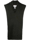 Layered Detail V-Neck Knit Vest Dark Green Walnut - MAISON MARGIELA - BALAAN 2