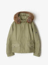 Faux Fur Trim Short Cotton Parka Hunter - BURBERRY - BALAAN 2