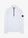 Logo Badge Half Zipper Cotton Fleece Knit Top White - STONE ISLAND - BALAAN 2