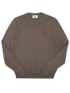 Men's Mini Heart Logo Merino Wool Knit Top Brown - AMI - BALAAN 3