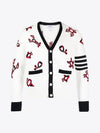 Gem Icons Intarsia Cardigan White - THOM BROWNE - BALAAN 2