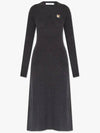 Women's Fox Head Patch Flare Wool Long Dress Black - MAISON KITSUNE - BALAAN 6