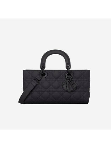 Lady D Joy Cannage Calfskin Ultra Matte Medium Tote Bag Black - DIOR - BALAAN 1