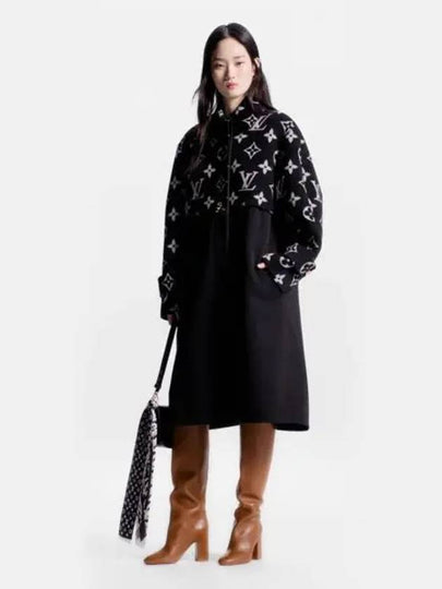 Oversized Monogram Accent Single Coat Black - LOUIS VUITTON - BALAAN 2