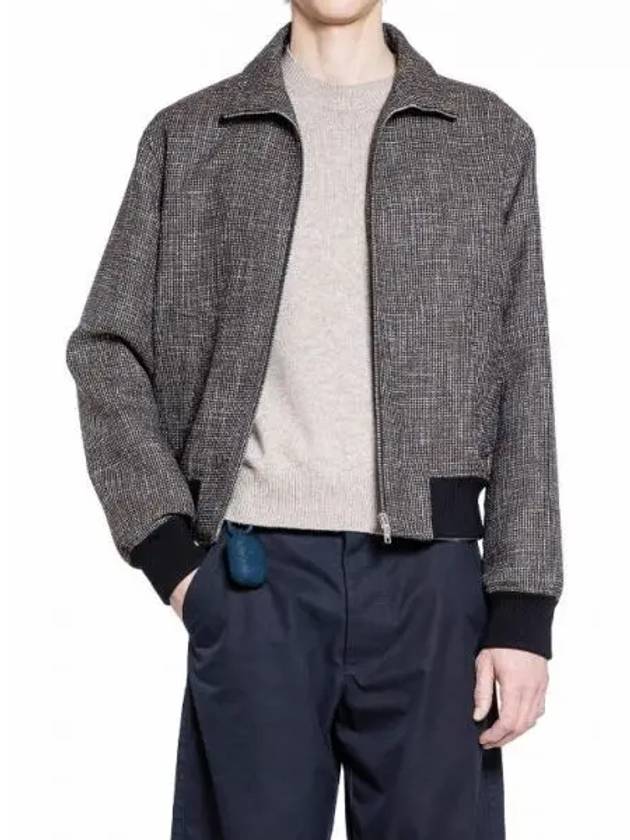 Pied De Poule Blouson Zip Up Jacket Black Charcoal - BOTTEGA VENETA - BALAAN 2