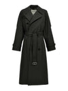 Long Gabardine Trench Coat Black - BURBERRY - BALAAN 2