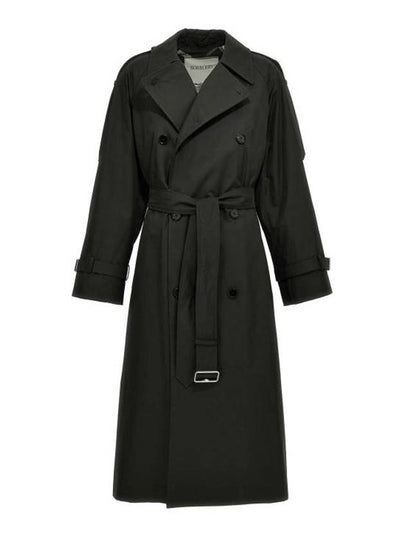 Long Gabardine Trench Coat Black - BURBERRY - BALAAN 2