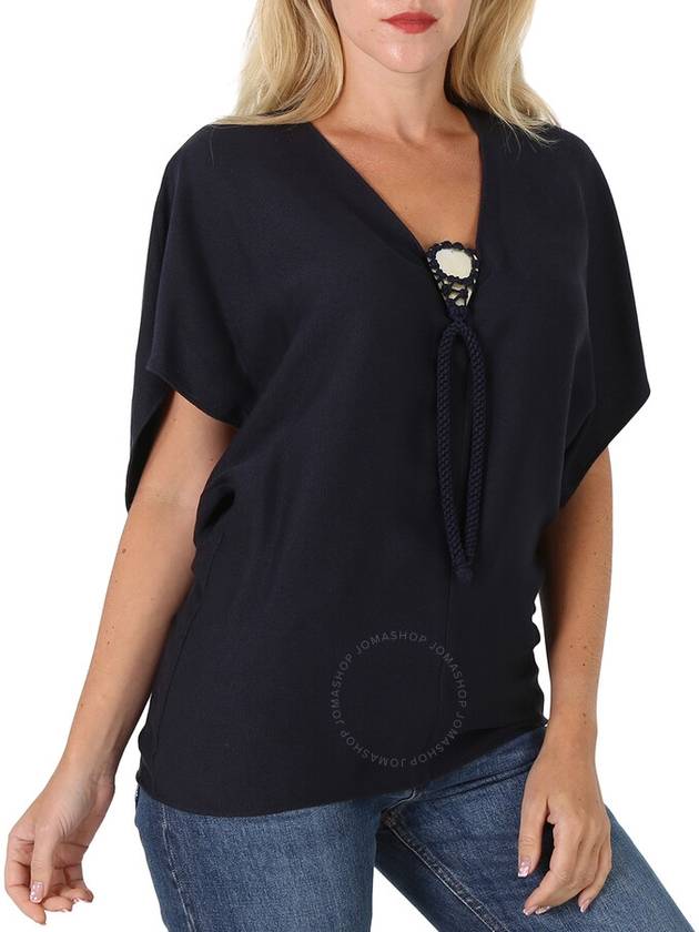 Women s Short Sleeve T Shirt Chloe Ladies Ink Navy Silk Top Brand Size 42 US 10 - CHLOE - BALAAN 3