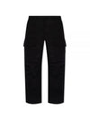 Loose Fit Cargo Cotton Canvas Straight Pants Black - STONE ISLAND - BALAAN 2