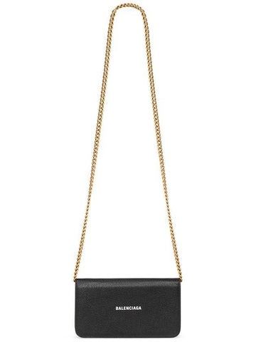 Cash Chain Wallet Mini Calfskin Cross Bag Black - BALENCIAGA - BALAAN 1