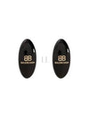 Oval Logo Plaque Earrings Black - BALENCIAGA - BALAAN 2