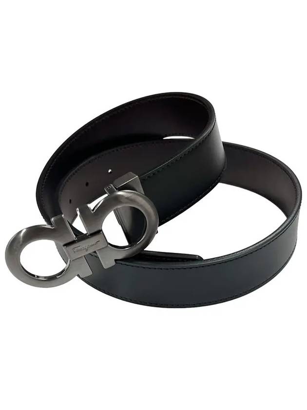 Gancini Reversible Adjustable Leather Belt Black Dark Brown - SALVATORE FERRAGAMO - BALAAN 4