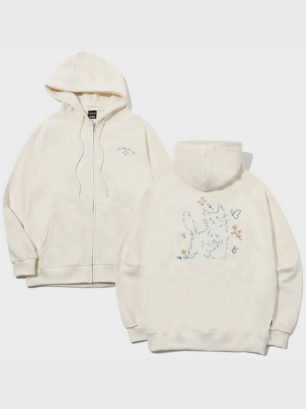 About Love Cat Embroidery Hooded Zip-up Cream - CPGN STUDIO - BALAAN 2