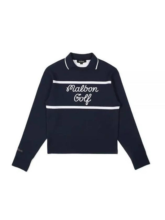 Malbon Script Collar Point Knit NAVY WOMAN M3322PKT13NVY - MALBON GOLF - BALAAN 1