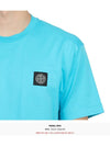 Logo Patch Cotton Short Sleeve T-Shirt Turquoise - STONE ISLAND - BALAAN 9