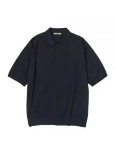 24 SUPER HIGH GAUGE COTTON KNIT POLO DARK NAVY A24SP02PD - AURALEE - BALAAN 1