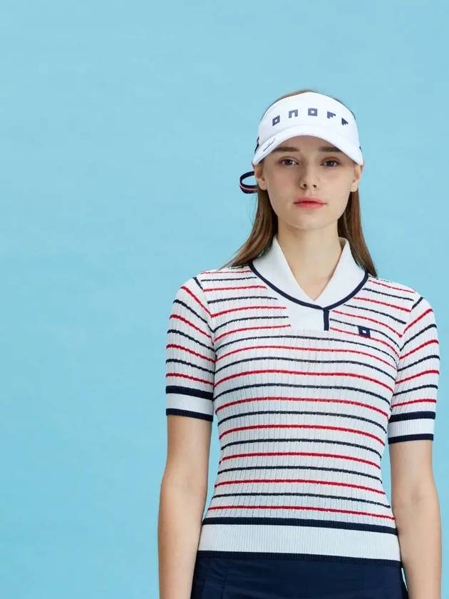 Striped Round Sailor Collar Sweater OF2713LAWHITE - ONOFF - BALAAN 3