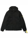 Hyper Dense Nylon Raso Logo Patch Hoodie Jacket Black - STONE ISLAND - BALAAN 2