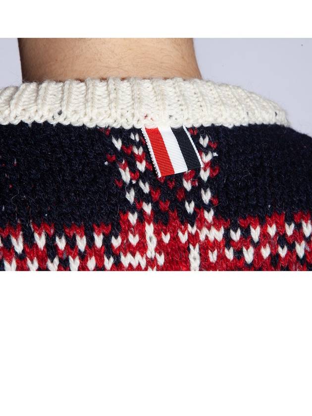 Tartan Check Jacquard Wool Mohair Knit Top Red Beige - THOM BROWNE - BALAAN 10