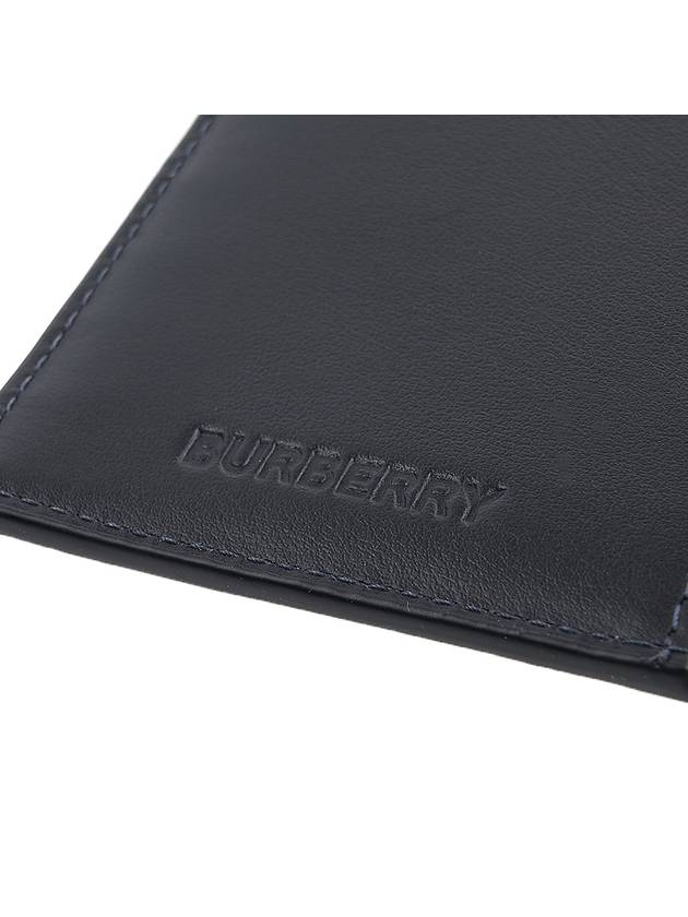 Logo Checked Leather Long Wallet Charcoal - BURBERRY - BALAAN 9