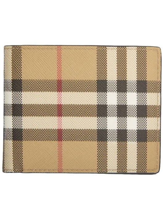 Check Bifold Halfwallet Beige - BURBERRY - BALAAN.