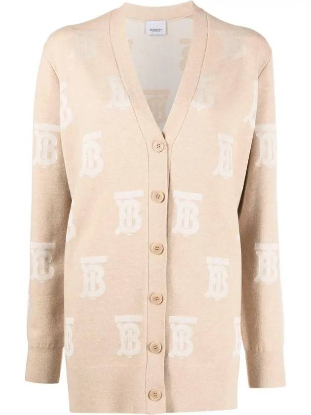 Monogram Oversized Wool Silk Cardigan - BURBERRY - BALAAN.