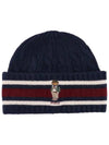 Bear Stripe Detail Beanie Navy - POLO RALPH LAUREN - BALAAN 2