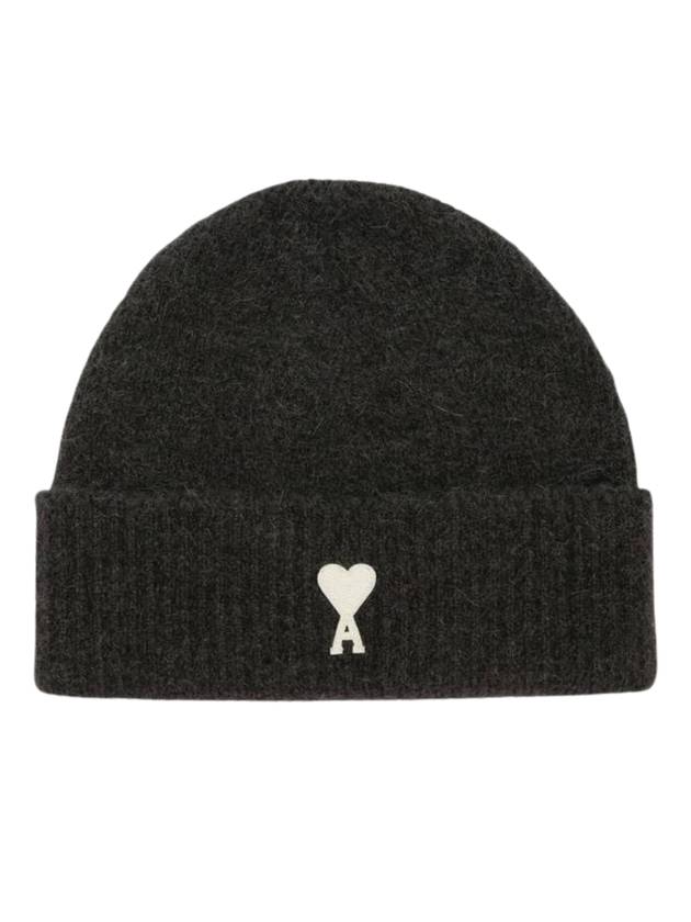 Logo Patch Knit Beanie Dark Gray - AMI - BALAAN 1