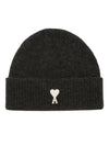 Logo Patch Knit Beanie Dark Gray - AMI - BALAAN 1