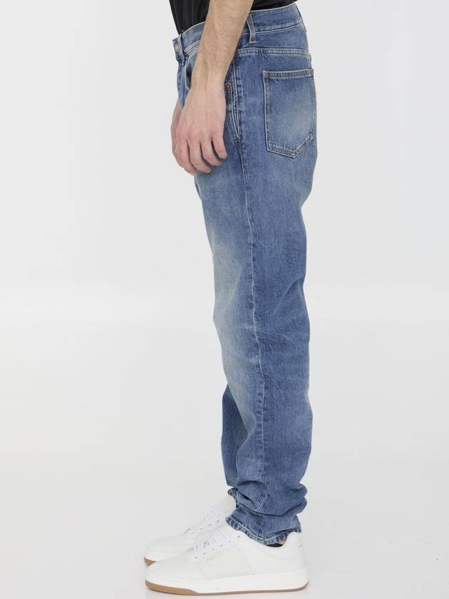 Back Logo Patch Biologics Cotton Jeans Blue - SAINT LAURENT - BALAAN 4