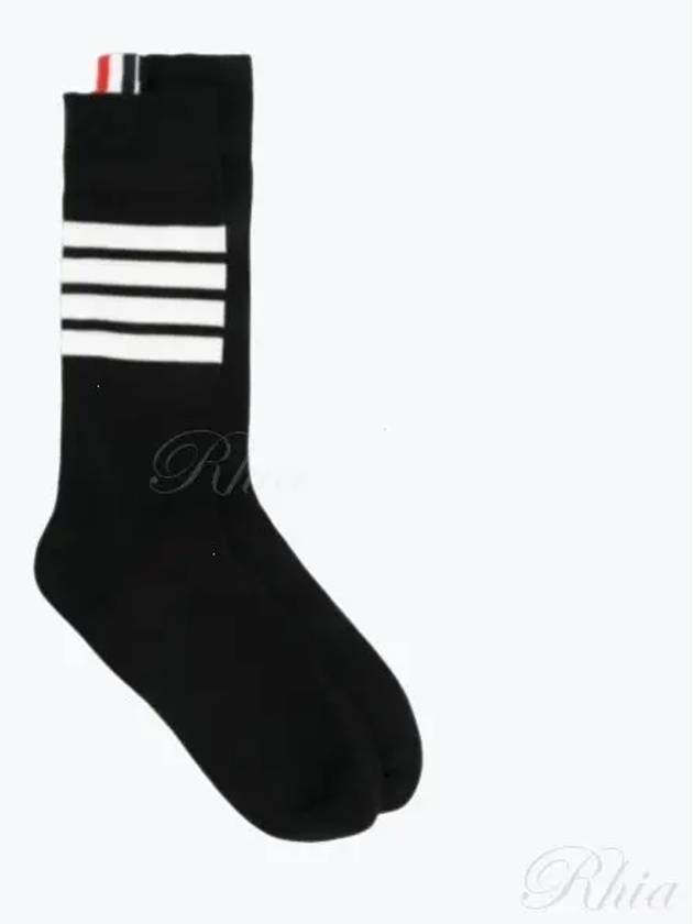 Men's Diagonal Light Weight Midi Socks Black - THOM BROWNE - BALAAN 2