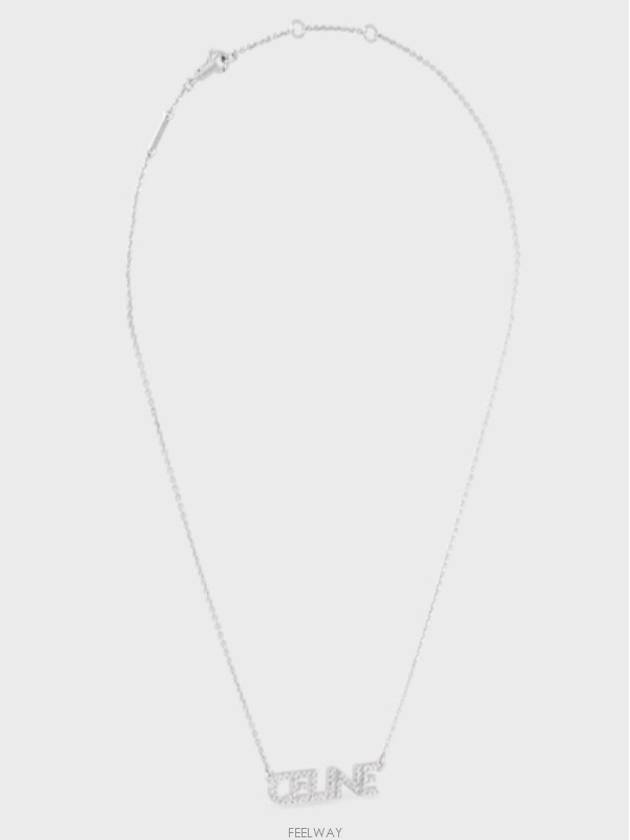 Monochroms Strass Rhodium Finish Crystals Necklace Silver - CELINE - BALAAN 4