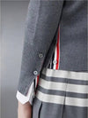 Milano Stitch 4 Bar Classic V Neck Fine Merino Wool Cardigan Medium Grey - THOM BROWNE - BALAAN 5