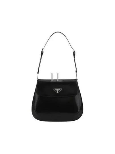 Cleo Brushed Leather Flap Shoulder Bag Black - PRADA - BALAAN 2