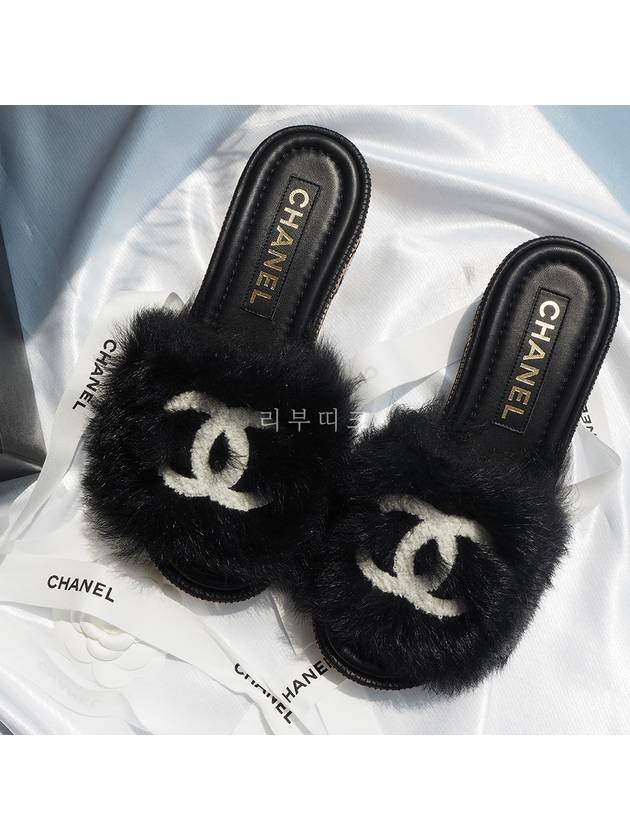 shirring lambskin mule sandals black - CHANEL - BALAAN.