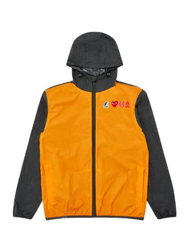 Logo Print Full Zip-Up Windbreaker Orange Black - COMME DES GARCONS - BALAAN 1