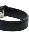 Triangle Logo Buckle Saffiano Leather Bracelet Black - PRADA - BALAAN 7