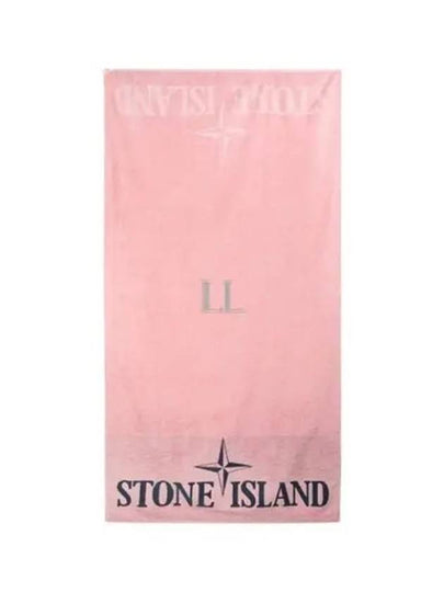 Cotton Terry Logo Beach Towel Pink - STONE ISLAND - BALAAN 2