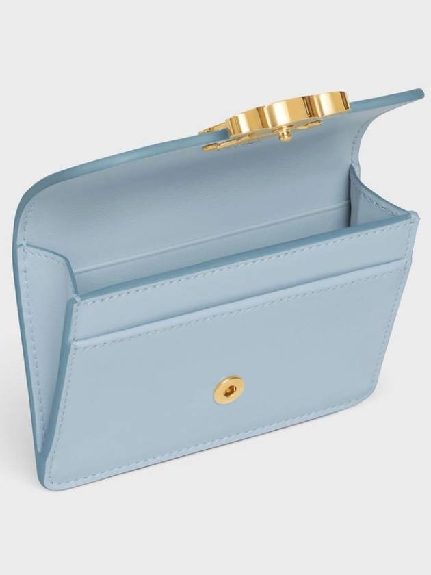 Celine Triomphe Shiny Calfskin Flap Card Holder Light Blue - CELINE - BALAAN 4