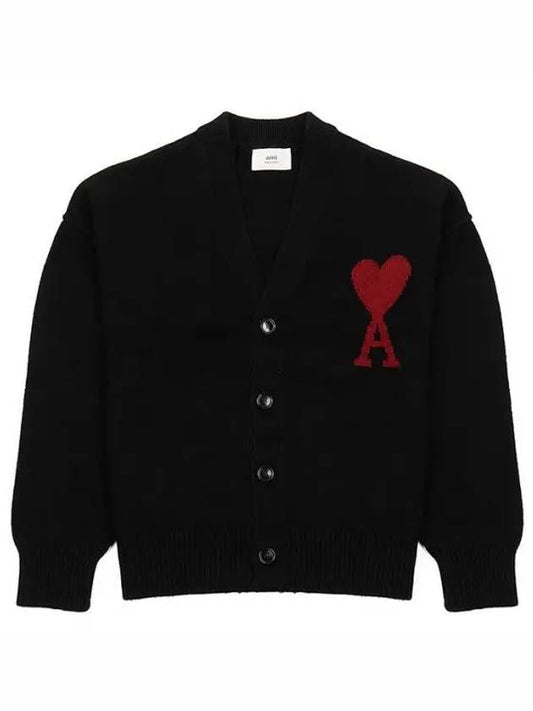 De Coeur Logo Wool Cardigan Black - AMI - BALAAN 2