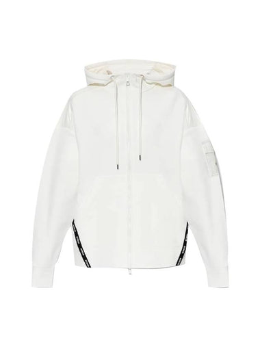 Logo Fleece Zip Up Hoodie Silk White - MONCLER - BALAAN 1