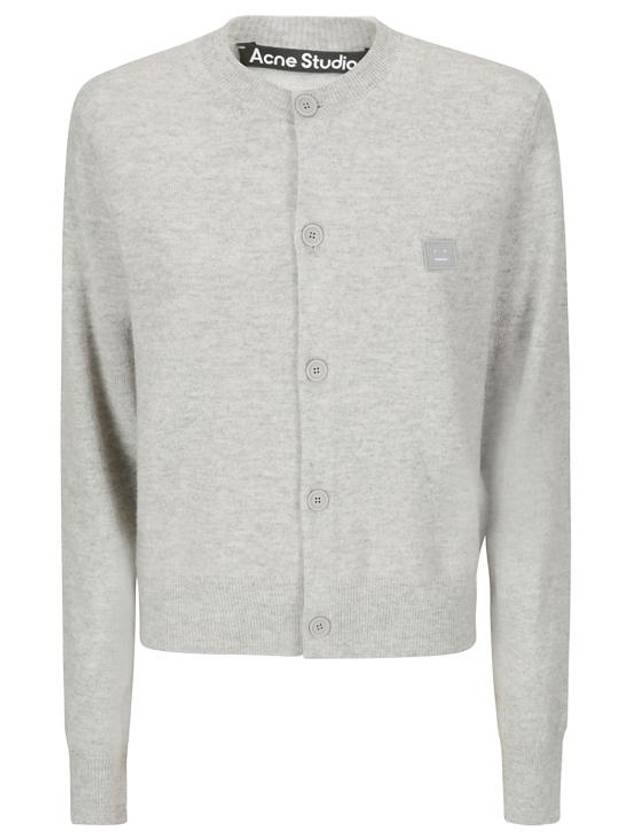 Face Patch Crop Cardigan Light Grey Melange - ACNE STUDIOS - BALAAN 2