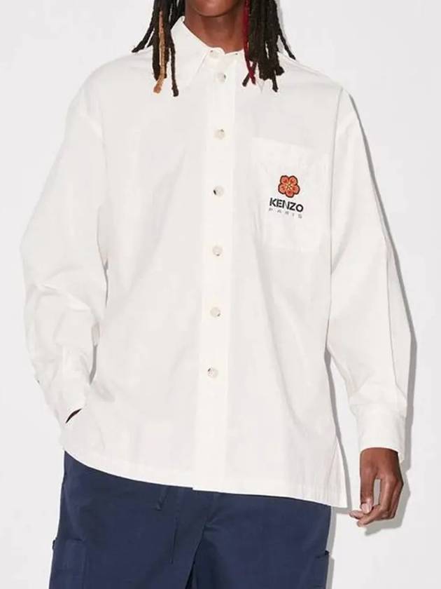 Men's Boke Flower Crest Oversized Long Sleeve Shirt Ivory - KENZO - BALAAN 3