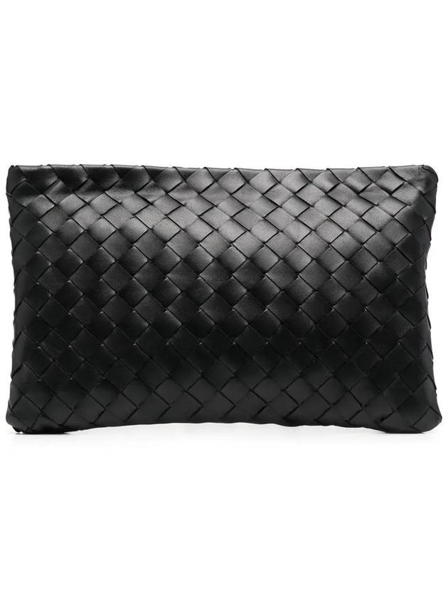 Intrecciato Medium Clutch Bag Black - BOTTEGA VENETA - BALAAN 3