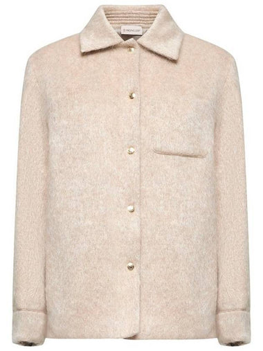 Wool mohair blend shirt jacket light beige - MONCLER - BALAAN 1