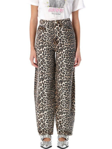 Leopard denim stary jeans - GANNI - BALAAN 1