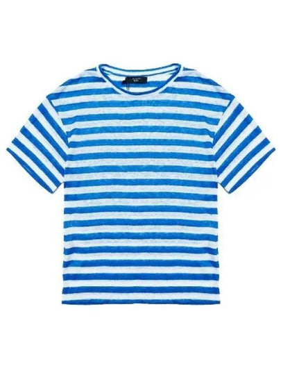 Falla Striped Linen Short Sleeve T-Shirt Blue - MAX MARA - BALAAN 2