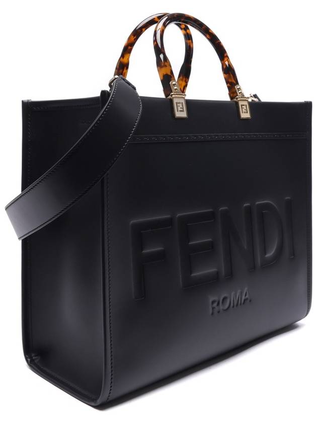 Sunshine Logo Medium Tote Bag Black - FENDI - BALAAN 4